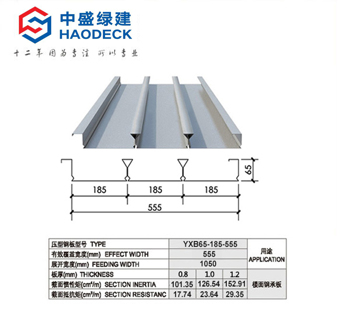 YXB65-185-555型閉口樓承板